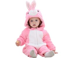 JAXY Baby Onesie - Baby Rompertjes - Baby Pyjama - Baby Pakje - Baby Verkleedkleding - Baby Kostuum - Baby Winterpak - Baby Romper - Baby Skipak - Baby Carnavalskleding - Maat 120 - Roze Konijn