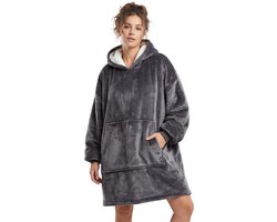 JAXY Hoodie Deken - Snuggle Hoodie - Fleece Deken Met Mouwen - Hoodie Blanket - Donkergrijs