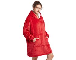 JAXY Hoodie Deken - Snuggle Hoodie - Fleece Deken Met Mouwen - Hoodie Blanket - Rood