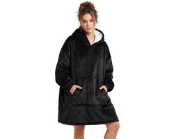 JAXY Hoodie Deken - Snuggle Hoodie - Fleece Deken Met Mouwen - Hoodie Blanket - Zwart