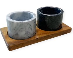 Jay Hill Serveerplank - met marmeren schaaltjes - 17.5 x 9 cm
