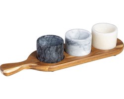 Jay Hill Serveerplank - met marmeren schaaltjes - 37 x 11 cm