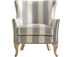 Jaya|Accent Stoel in Geweven Linnen Grijs Streep