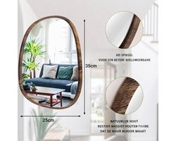 JCP® Organische Spiegel - Asymmetrische Spiegel - Wandspiegel - Rustiek Bruin - 35cm x 25cm x 2cm