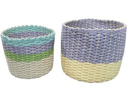 Jdesign Decoratieve manden set van 2 ,Groter maat H25 x D30cm