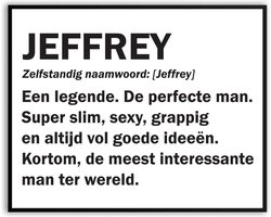 Jeffrey Woordenboek Fotolijst met glas 30 x 40 cm - Prachtige kwaliteit - jarig - verjaardag - kado - Canvas - incl ophangsysteem - Poster - Grappig - cadeau