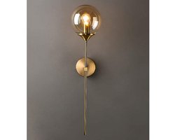 JeiibrZui 1 Gouden wandlamp, 15 cm glazen kap, voor slaapkamer en woonkamer