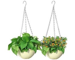 JeiibrZui 2 Stuks Hangende Plantenbakken, UV-Bestendig & Met Drainagegat, Buitenplantenbakken voor Tuin of Balkondecoratie