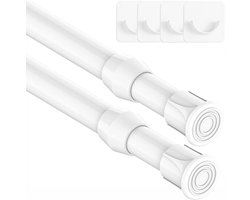 JeiibrZui 2 Verstelbare Gordijnroedes zonder boren, Rustbestendig en Geen Gaten Boren, voor Doucheramen en Vensters