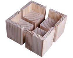 JeiibrZui 4-Pack Houten Meubelverhogers, Verstelbare Houten Bedverhogers met Antislipbodem, Natuurlijke Houten Stoelliftstandaards voor Stabiel Ondersteunen