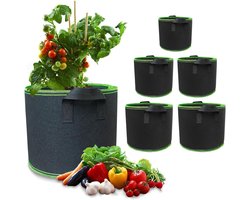 JeiibrZui 6-Pack Stoffen Kweekzakken, Duurzaam & Ventilerend voor Planten en Tuinpotten
