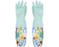 JeiibrZui Afwashandschoenen - Keukenhandschoenen - Waterdicht & Vlekbestendig Latex Met Fluweel Voering - 1 Paar - Huishoudelijk Gebruik In Badkamer En Keuken Mintgroen