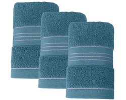 JeiibrZui Badhanddoekenset - Katoenen Handdoeken Voor De Badkamer - Zacht & Absorberend 34 X 74 Cm - 3 Stuks - Strand, Sauna, Thuis Gebruik Blauw