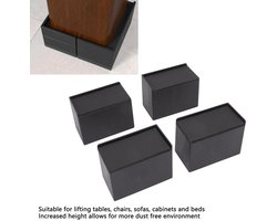JeiibrZui Bedverhogers - Bankverhogers - L-vormig Rubber Ontwerp Stofvrij & Veilig Design - 4 stuks - Voor Tafels Stoelen Zwarte