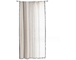 JeiibrZui Boho Gordijnen - Vintage Katoen Linnen - Zachte Ademende Stof - 1Panelen -150*180 - Voor Woonkamer Zwart