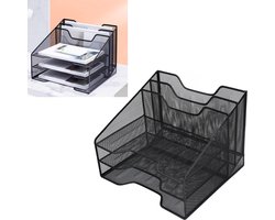 JeiibrZui Bureau Organizer Van Gaas - Duurzaam Stalen Archiefvak - Voldoende Ruimte Voor Documenten En Klein Spul + Ruimtebesparend Ontwerp - 1 Stuks - Thuis En Kantoor Gebruik Zwart