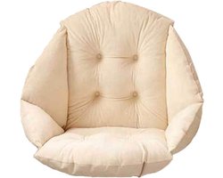 JeiibrZui Chair Cushion With Backrest - Shell Seat - Cozy Velvet Armchair + Waterproof And Elastic Design - 1 Stuk - For Straw Rattan Chair In Garden Beige