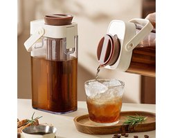 JeiibrZui Cold Brew Koffiezetapparaat - 1000ml - Draagbare Glazen Kan Met Fijn Filter - IJskoffie En Thee Bereider - Lekvrij Ontwerp Voor Thuis En Onderweg