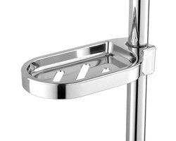 JeiibrZui Douchestanghouder Douche ABS Zeepbakje - Douchestang Zuignap - Eenvoudig te installeren en Verstelbaar Ontwerp - 1 - Badkameraccessoires Zilver