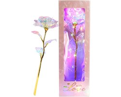 JeiibrZui Galaxy Rose - 24-Karaats Gouden Folie Roos - Led-Verlicht Eeuwige Liefde Decoratie Voor Vrouwen - 1 Stuks - Cadeau Voor Moeder, Vriendin, Goud
