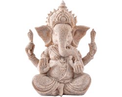 JeiibrZui Ganesha Boeddhabeeldje - Klein Zandsteen Sculptuur - 9,5x7,5 Cm - 1 Stuk - Natuurlijke Textuur Voor Interieur Decoratie En Cadeau
