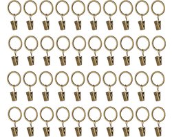 JeiibrZui Gouden Gordijnringen - Gordijnklemmen Met Ringen - Stevig Ontwerp Corrosiebestendig 40 Stuks - Antiek Brons