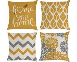 JeiibrZui Gouden kussenslopen - Gouden decoratieve kussens - Zacht linnen comfort, set van 4 - voor banken en woonkamers