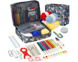 JeiibrZui Haakset voor beginners - Haakset - Ergonomische haaknaalden/garenhouder/meerdere maten - 1 stuk - Volwassenenmaat, lichtblauw