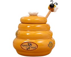 JeiibrZui Honingpot Keramiek 140 Ml - Compacte Honinghouder Met Deksel En Lepel - Luchtdichte Bewaring Voor Keuken En Eetkamer - Wit