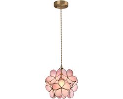 JeiibrZui Kroonluchter - Hanglamp - Met Glazen Bloemblaadjes En Romantische Verlichting - 1 Stuk - Voor Woonkamer Of Keukenhanglamp In Roze