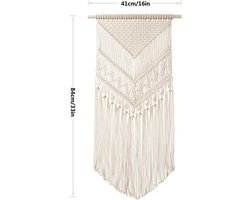JeiibrZui Macramé Geweven Wandtapijt - 41x84 Cm - 1 Stuk - Natuurlijk Katoen - Boho Wanddecoratie Voor Woonkamer Slaapkamer Bruiloft