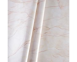 JeiibrZui Marmeren Contactpapier - Zelfklevend Materiaal Waterdicht Oppervlak - 300x40cm - 1 Rol - Gebroken Wit