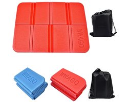 ‌JeiibrZui Opvouwbaar Zitkussen - Waterdicht Zitkussen - Lichtgewicht Buitenkussen XPE Schuimrubberen Wandelmatten - 2 stuks - Blauw + Rood