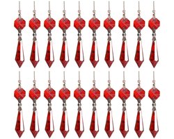 JeiibrZui Prachtige Kristallen Kroonluchter - Rode Kristal Kralen - Handgemaakte Creaties 20 Stuk - DIY Sieraden En Decoratie