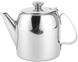 JeiibrZui Roestvrijstalen Theepot Koffiekan - 500ml - 1 Stuks - Zilver - Duurzame Constructie met Korte Tuit voor Precies Schenken in Huis en Horeca