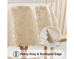 JeiibrZui Rond tafelkleed - Vinyl tafelkleed - Waterdicht en gemakkelijk schoon te maken - Per stuk verpakt - Geschikt voor champagnekleurige ronde eettafels