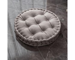 JeiibrZui Rond Vloerkussen - 60 Cm - 1 Stuks - Grijze Nederlandse Fluweel Zitting Voor Woonkamer Slaapkamer Yoga En Meditatie