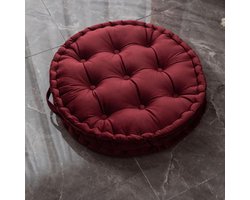 JeiibrZui Rond Vloerkussen - 60 Cm - 1 Stuks - - Zacht Meditatiekussen Voor Woonkamer Slaapkamer En Yoga - Rood