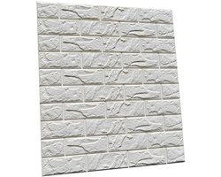 JeiibrZui Schuimsteenpanelen - Baksteenbehang - 3D Wanddecoratie Waterdicht & Gemakkelijk Te Installeren - 1 Stuk - Woonkamer/Muurdecoratie Wit