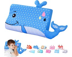 JeiibrZui Sluimerkussen Blauwe Walvis - 45 x 27 cm - Ergonomisch Memory Schuim Kussen - Ademend 3D Mesh - Hypoallergeen Voor Baby En Kinderbed