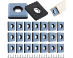 JeiibrZui Tapijt- en stoelpootbeschermers - Vierkante meubelbeschermers - Gemaakt van PTFE (Teflon), beschermen meubels en zorgen ervoor dat ze soepel glijden - Verpakking van 24 stuks - Blauw