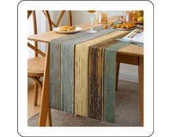 JeiibrZui Wooden Grain Table Runner - Vintage Design - Scratch Resistant Heat Resistant - 1 Pc -33*183cm- Dining Room Bedroom Green Brown