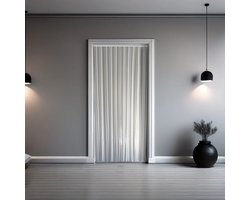 Jekra Vliegengordijn/deurgordijn Linten - 90x220 cm - Wit/Grijs