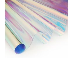 Jelly Vinyl pvc-folie, transparant en dichroïsch, holografische waterdichte stof om te naaien en te plotten, geschikt voor handtassen, strikken, knutselwerk en doe-het-zelf decoratie, 30 x 150