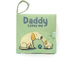 Jellycat boek Daddy Loves Me - interactief babyboek 15x15cm.