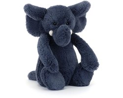 Jellycat Knuffels - Bashful Blue Elephant - Olifant - Donkerblauw - Knuffel - Hoogte 31 cm - Voor alle leeftijden