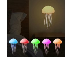 Jellyfish Lamp RGB – USB Oplaadbare Nachtlamp – Kleurveranderende Sfeerlamp met Bewegende Tentakels – Stil & Rustgevend – Voor Slaapkamer of Woonkamer