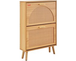 Jemaison® Schoenenkast - Rotan - Schoenen opbergsysteem - Halmeubel - Hout - 60 x 17 x 88 cm