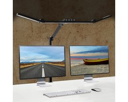 Jemani - Dimbare Luxe LED Bureaulamp - Bureauverlichting en Accessoires - 5 Lichtinstellingen & 5 Helderheidsniveaus - Tafellamp - Hobbylamp - LEDlamp - Daglichtlamp - Klemlamp - Opvouwbaar - Leeslamp - Monitor lamp - Gaminglamp - Zwart - Desk Lamp