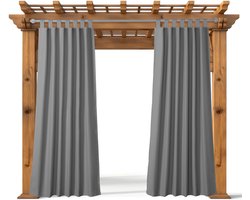 JEMIDI 1x buitengordijn waterdicht 210 x 260 cm - Met 14 klittenband lussen - Als schaduwdoek - Outdoor gordijnen voor patio en pergola - Antraciet